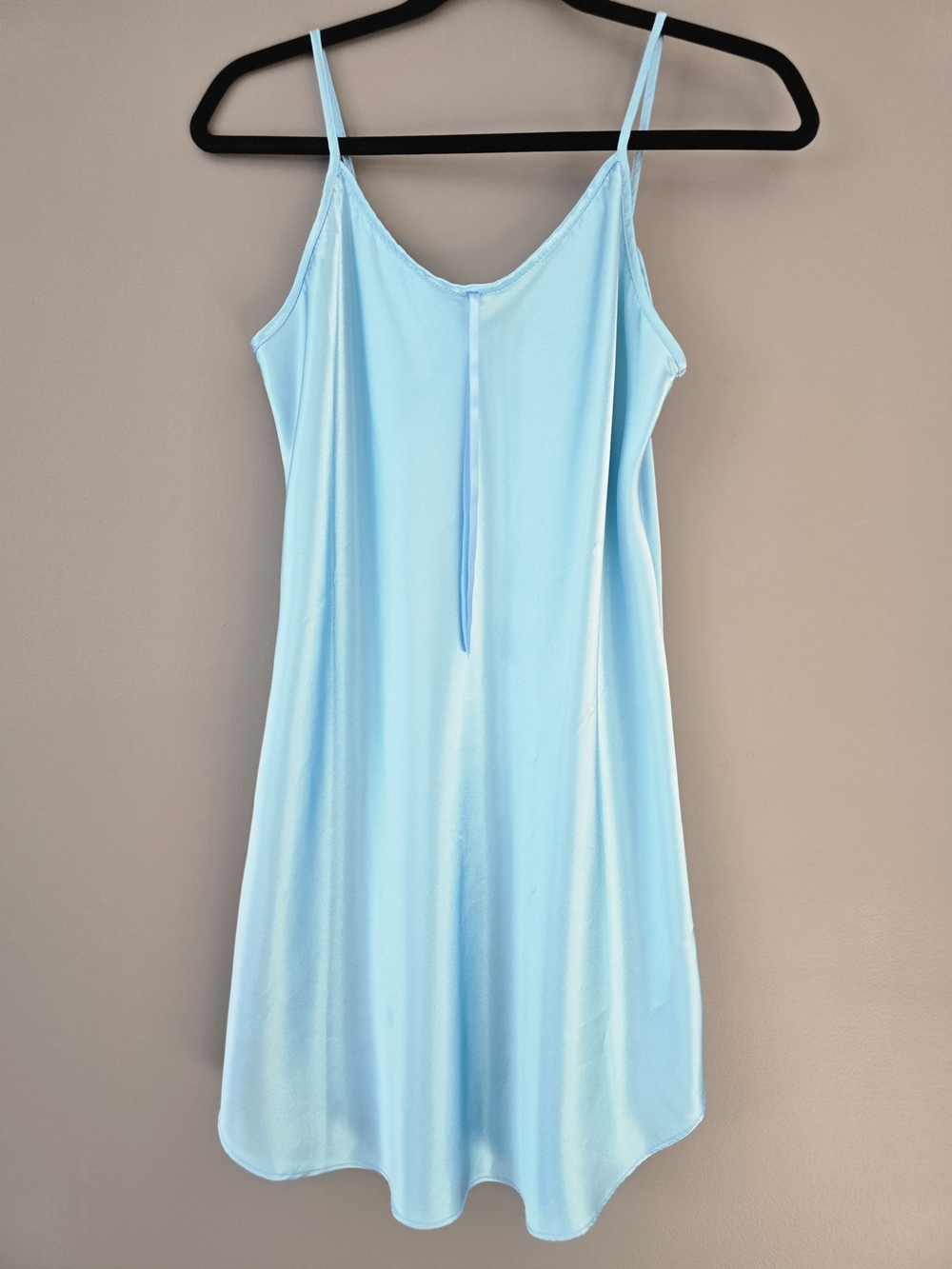 Light Blue Satin Slip Chemise - Women's Sleepwear
